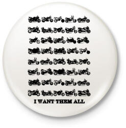 printfashion motorok fekete - Kitűző, hűtőmágnes - Fehér (3090296)