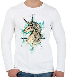 printfashion Painted Unicorn - Férfi hosszú ujjú póló - Fehér (1249963)
