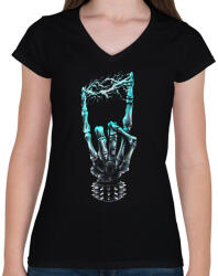 printfashion Elektro Heavy Metal - Női V-nyakú póló - Fekete (264621)