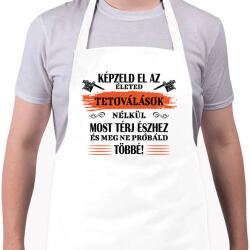 printfashion Tetoválások nélkül - Fekete - Kötény - Fehér (6986660)