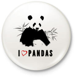 printfashion I LOVE PANDAS - Kitűző, hűtőmágnes - Fehér (3079517)