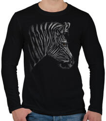 printfashion Zebra portré - Férfi hosszú ujjú póló - Fekete (5027821)