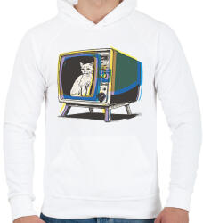 printfashion Retro TV - Férfi kapucnis pulóver - Fehér (13875692)