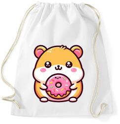 printfashion Hörcsög fánkkal - Sportzsák, Tornazsák - Fehér (16064305)