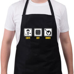 printfashion PUBG - chute - loot - dinner - Kötény - Fekete (4926203)