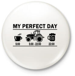 printfashion A traktoros tökéletes napja - Kitűző, hűtőmágnes - Fehér (3078823)