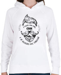 printfashion A szakáll nem szúr - Fekete - Női kapucnis pulóver - Fehér (6836590)