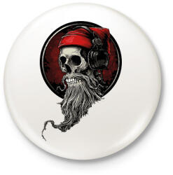printfashion Koponya szakállal fejhallgatóval - Kitűző, hűtőmágnes - Fehér (11519594)