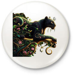 printfashion Fekete párduc2 - Kitűző, hűtőmágnes - Fehér (14779463)