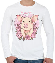 printfashion Be yourself pig - Férfi hosszú ujjú póló - Fehér (14714483)