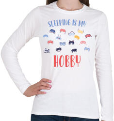 printfashion Sleeping is my hobby - Női hosszú ujjú póló - Fehér (7540705)