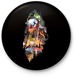 printfashion Tűzoltó - Kitűző, hűtőmágnes - Fekete (3093076)