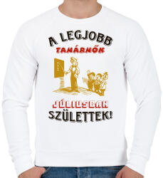 printfashion Tanárnő szülinapja július - Férfi pulóver - Fehér (5745974)