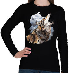 printfashion Farkas - Női hosszú ujjú póló - Fekete (16518147)