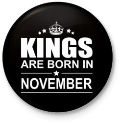 printfashion Kings are born in November - Kitűző, hűtőmágnes - Fekete (3092800)