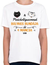 printfashion Cica pszichológus - Gyerek póló - Fehér (11632060)