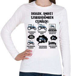 printfashion Traktoros szabadidő - Női hosszú ujjú póló - Fehér (16698601)