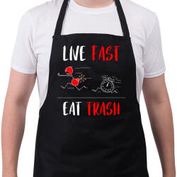 printfashion LIVE FAST! EAT TRASH! - Kötény - Fekete (12058969)