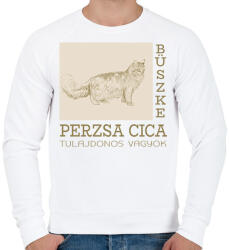 printfashion Büszke cica tulajdonos - Perzsa - Férfi pulóver - Fehér (6307427)