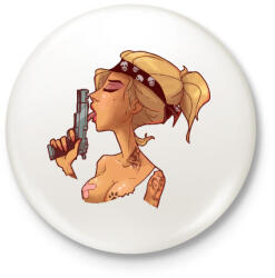 printfashion Gangsta Girl - Kitűző, hűtőmágnes - Fehér (3087703)