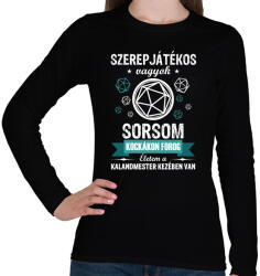 printfashion Sorsom kockákon forog - Női hosszú ujjú póló - Fekete (2673531)