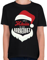 printfashion Mikulás barber - Gyerek póló - Fekete (9118716)