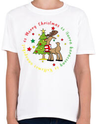 printfashion Karácsonyi - szarvas - Gyerek póló - Fehér (5595584)
