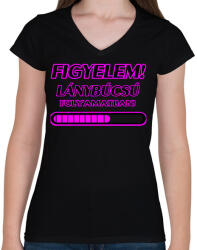 printfashion Lánybúcsú - Női V-nyakú póló - Fekete (7136963)