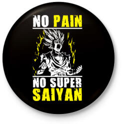 printfashion No pain, no Super Saiyan - Dragon ball - Kitűző, hűtőmágnes - Fekete (3097231)