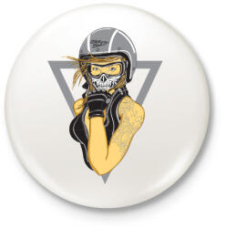 printfashion Motoros lány - Kitűző, hűtőmágnes - Fehér (3073955)