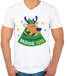 printfashion Christmas mode ON - Karácsonyi hangulat - Férfi V-nyakú póló - Fehér (5524763)