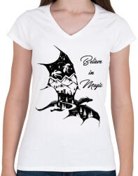 printfashion Believe in magic - Női V-nyakú póló - Fehér (13737654)