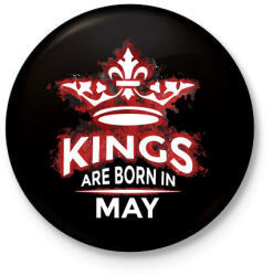 printfashion Kings are born in May - Kitűző, hűtőmágnes - Fekete (3097207)