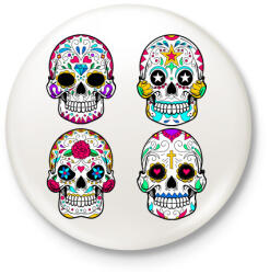 printfashion Calavera koponyák - Kitűző, hűtőmágnes - Fehér (4725296)