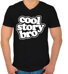 printfashion Cool Story Bro - Férfi V-nyakú póló - Fekete (2241878)