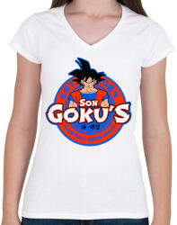 printfashion Son Goku Dojo - Női V-nyakú póló - Fehér (1715911)