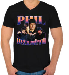 printfashion Phil Hellmuth - póker - Férfi V-nyakú póló - Fekete (15579353)