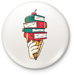 printfashion Könyves fagyi - Kitűző, hűtőmágnes - Fehér (6382843)