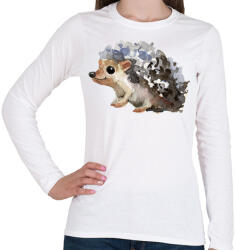 printfashion Watercolor Hedgehog - Női hosszú ujjú póló - Fehér (1734063)