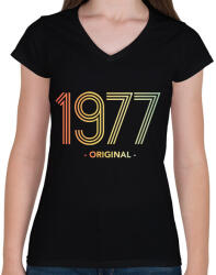 printfashion 1977 - Női V-nyakú póló - Fekete (11984384)