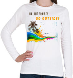 printfashion NO INTERNET GO OUTSIDE - Női hosszú ujjú póló - Fehér (1464790)