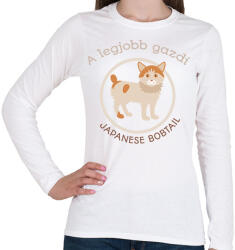 printfashion A legjobb gazdi - Japanese bobtail - Női hosszú ujjú póló - Fehér (6304009)