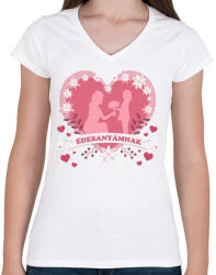 printfashion Édesanyámnak - Női V-nyakú póló - Fehér (4828039)