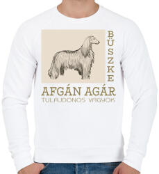 printfashion Büszke tulajdonos - Afgán agár - Férfi pulóver - Fehér (6301940)