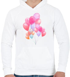 printfashion Watercolor Balloons - Férfi kapucnis pulóver - Fehér (1751052)