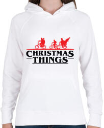 printfashion Stranger Things Karácsony fekete - Női kapucnis pulóver - Fehér (5241272)