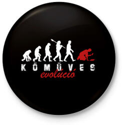 printfashion Kőműves evolúció - Kitűző, hűtőmágnes - Fekete (10294008)