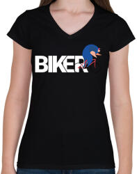 printfashion Tekerek ahogy bírok - Női V-nyakú póló - Fekete (2374824)