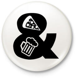 printfashion Pizza & Sör - Kitűző, hűtőmágnes - Fehér (9405671)
