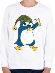 printfashion Pingvin-koktéllal - Gyerek pulóver - Fehér (4193976)